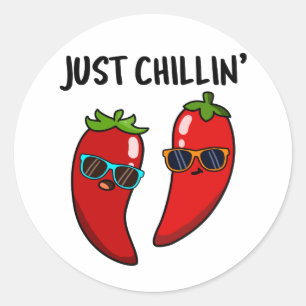 Adesivo Redondo Apenas Chillin Cute Red Hot Chilps Pun