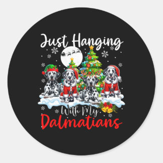 Adesivo Redondo Apenas Ficando Com Meus Dalmatianos Xmas Três Papa