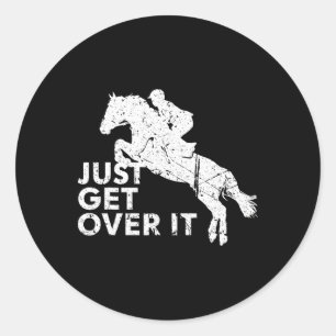 Adesivo Redondo Apenas Supere O Cavalo Saltando Equestre Horsebac
