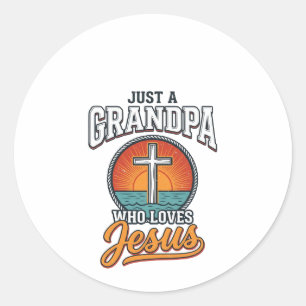 Adesivo Redondo Apenas um avô que ama Jesus Camisa Vintage Cruz