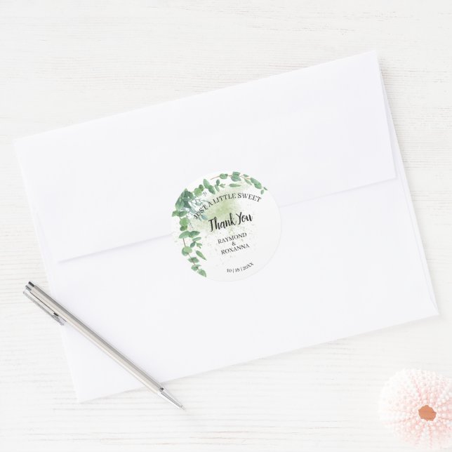 Adesivo Redondo Apenas um doceTratar Eucalyptus WeddingFavor (Envelope)