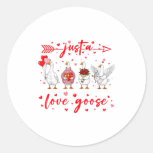 Adesivo Redondo Apenas Um Ganso De Amor Funny Valentine Ganso Fofo