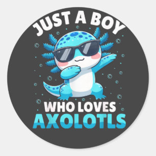 Adesivo Redondo Apenas um garoto que ama Axolotls Crianças Meninos