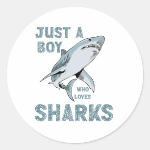 Adesivo Redondo Apenas um garoto que ama o Shark Lover