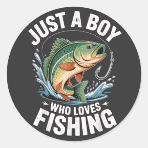 Adesivo Redondo Apenas um garoto que ama pesca