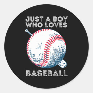 Adesivo Redondo Apenas um Menino que Ama Beisebol