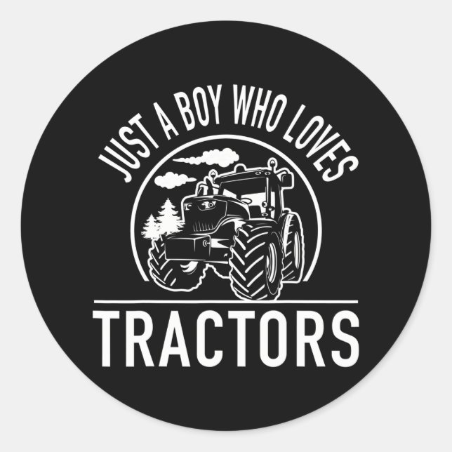 Adesivo Redondo Apenas Um Menino Que Ama Fazenda De Tratores Engra (Frente)