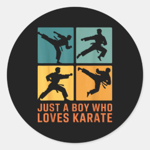 Adesivo Redondo Apenas um menino que ama Karate Artes Marciais Kar