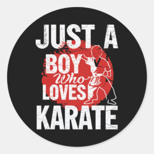 Adesivo Redondo Apenas Um Menino Que Ama Karate Arts Marciais