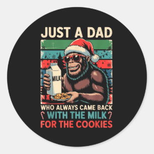 Adesivo Redondo Apenas Um Pai Voltou Leite &amp; Biscoitos Natal 