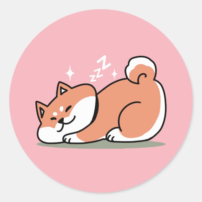 Adesivo Redondo Apenas um Shiba Mente Baixo: Design de Shiba Inu C (Frente)