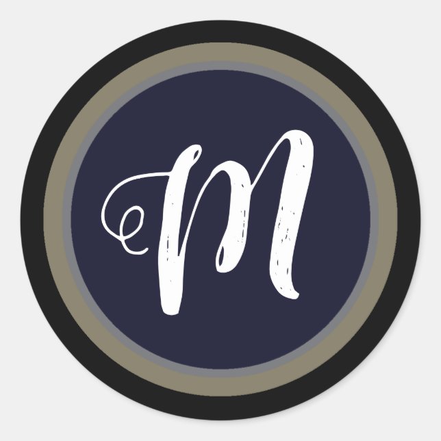 Adesivo Redondo apenas um simples círculo monograma (Frente)