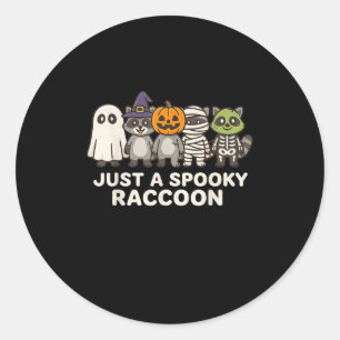 Adesivo Redondo Apenas Um Traje De Halloween De Guaxinim Assustado
