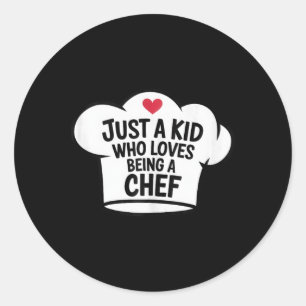 Adesivo Redondo Apenas Uma Criança Que Adora Ser Chef Legal Ao Lov