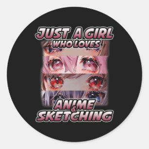 Adesivo Redondo Apenas uma garota que ama anime e esboça o Japão