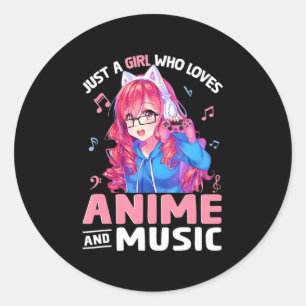 Adesivo Redondo Apenas uma garota que ama anime e música japonesa