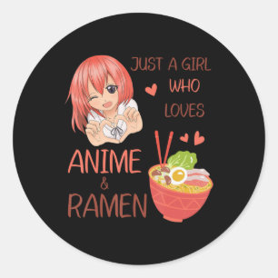 Adesivo Redondo Apenas uma garota que ama Anime e Ramen Japan Anim