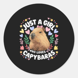 Adesivo Redondo Apenas Uma Garota Que Ama Capybaras Capybara Fofa