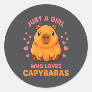 Adesivo Redondo Apenas Uma Garota Que Ama Capybaras Capybara Fofo
