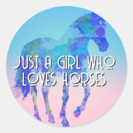 Adesivo Redondo Apenas uma garota que ama cavalos