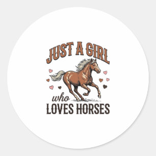 Adesivo Redondo Apenas Uma Garota Que Ama Cavalos Camisa Vintage D