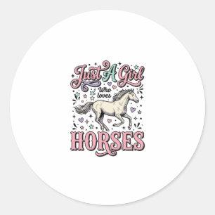 Adesivo Redondo Apenas Uma Garota Que Ama Cavalos Design Vetorial 