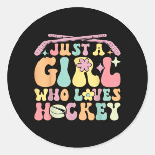 Adesivo Redondo Apenas Uma Garota Que Ama Hockey Garota do Hockey