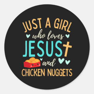 Adesivo Redondo Apenas Uma Garota Que Ama Jesus E Nuggets Cristão