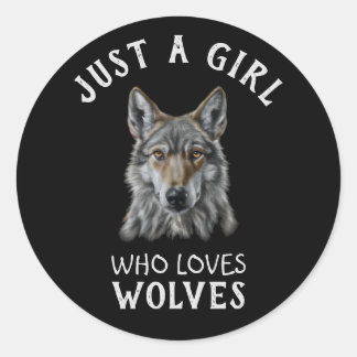 Adesivo Redondo Apenas uma garota que ama lobos