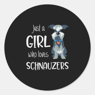 Adesivo Redondo apenas uma garota que ama o cão schnauzers _ schn