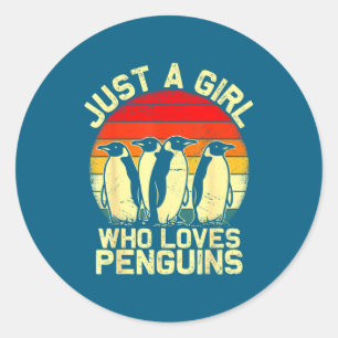 Adesivo Redondo Apenas Uma Garota Que Ama Pinguins Animal Divertid