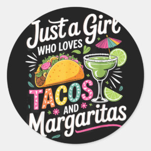Adesivo Redondo Apenas uma garota que ama tacos e margaritas 
