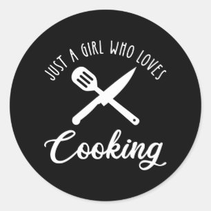 Adesivo Redondo Apenas Uma Menina Que Adora Cozinhar