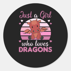 Adesivo Redondo Apenas Uma Menina Que Adora Dragões Fantásticos Dr