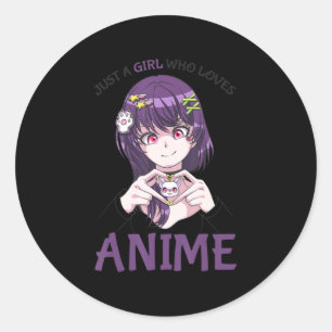 Adesivo Redondo Apenas Uma Menina Que Ama Anime Adolescentes Menin