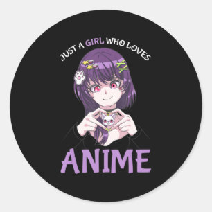 Adesivo Redondo Apenas Uma Menina Que Ama Anime Adolescentes Menin