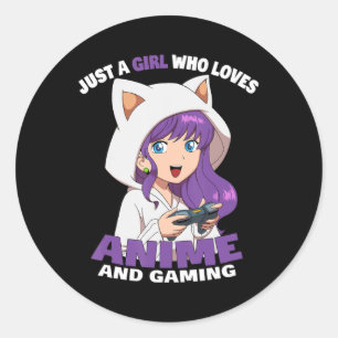 Adesivo Redondo Apenas Uma Menina Que Ama Anime E Uma Anime De Jog