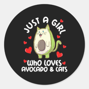 Adesivo Redondo Apenas Uma Menina Que Ama Avocado E Gatos