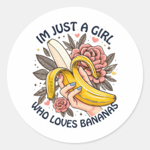 Adesivo Redondo Apenas Uma Menina Que Ama Bananas 