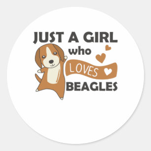 Adesivo Redondo Apenas Uma Menina Que Ama Beagles - Cachorro De Be