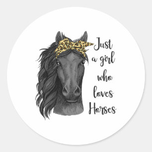 Adesivo Redondo Apenas Uma Menina Que Ama Cavalos Bandana Horsebac