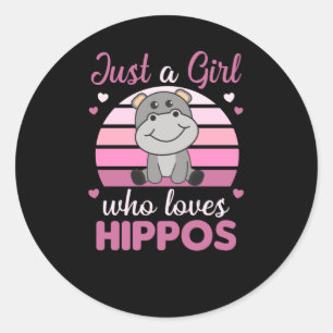 Adesivo Redondo Apenas Uma Menina Que Ama Hippos Cute Hippo