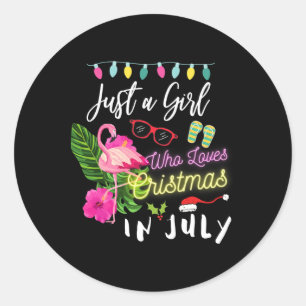 Adesivo Redondo Apenas Uma Menina Que Ama O Natal Em Julho