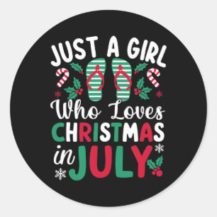 Adesivo Redondo Apenas Uma Menina Que Ama O Natal Em Julho De Bea