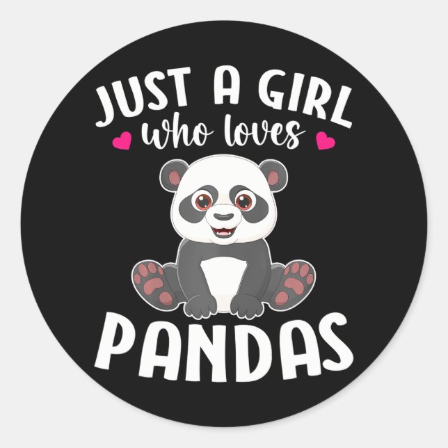 Adesivo Redondo Apenas Uma Menina Que Ama Pandas Cute Panda (Frente)