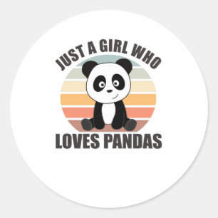 Adesivo Redondo Apenas Uma Menina Que Ama Pandas Cute Panda Vintag