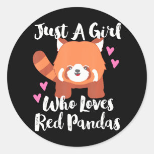 Adesivo Redondo Apenas Uma Menina Que Ama Pandas Vermelhas com Cor