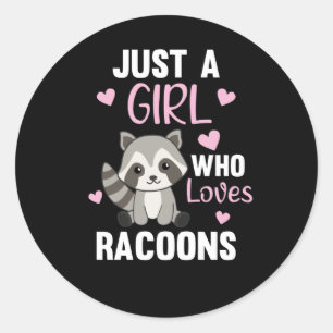 Adesivo Redondo Apenas Uma Menina Que Ama Racoons Kawaii Raccoon