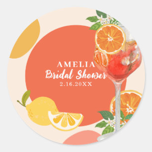 Adesivo Redondo Aperol spritz Amor à primeira spritz Chá de noiva 
