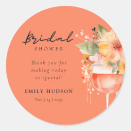 Adesivo Redondo Aperol Spritz Floral Chá de Noiva